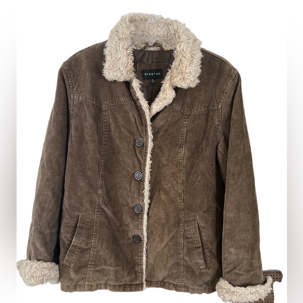 Braetan XL corduroy coat jacket Brown and tan warm office work school vacay - Picture 1 of 16